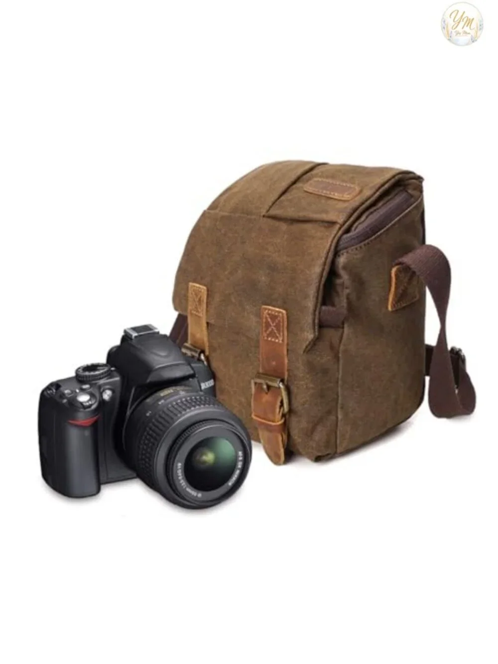 Canvas Leather Camera Bag DSLR SLR Shoulder Messenger Sling
